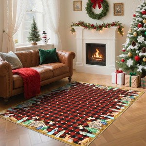 Christmas Area Rugs for Living Room Bedroom Xmas Themed Plaid Festival Winter Decorations Rugs Soft Foldable Accent Rug - 1 of 4