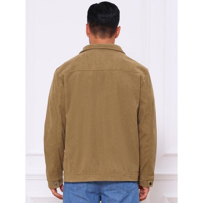 INSPIRE CHIC Men's Casual Solid Color Long Sleeve Button Pockets Corduroy Trucker Jacket Brown Large — фото 3