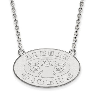 Black Bow Jewelry 10k White Gold Auburn Tigers NCAA Necklace 18 Inch