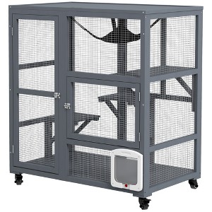 Cat House, Indoor Cat Enclosure on Wheels with Openable Top - 1 of 4
