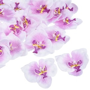 Unique Bargains DIY Craft Hair Decor Silk Handmade Phalaenopsis Artificial Flowers Purple 20 Pcs - 1 of 4