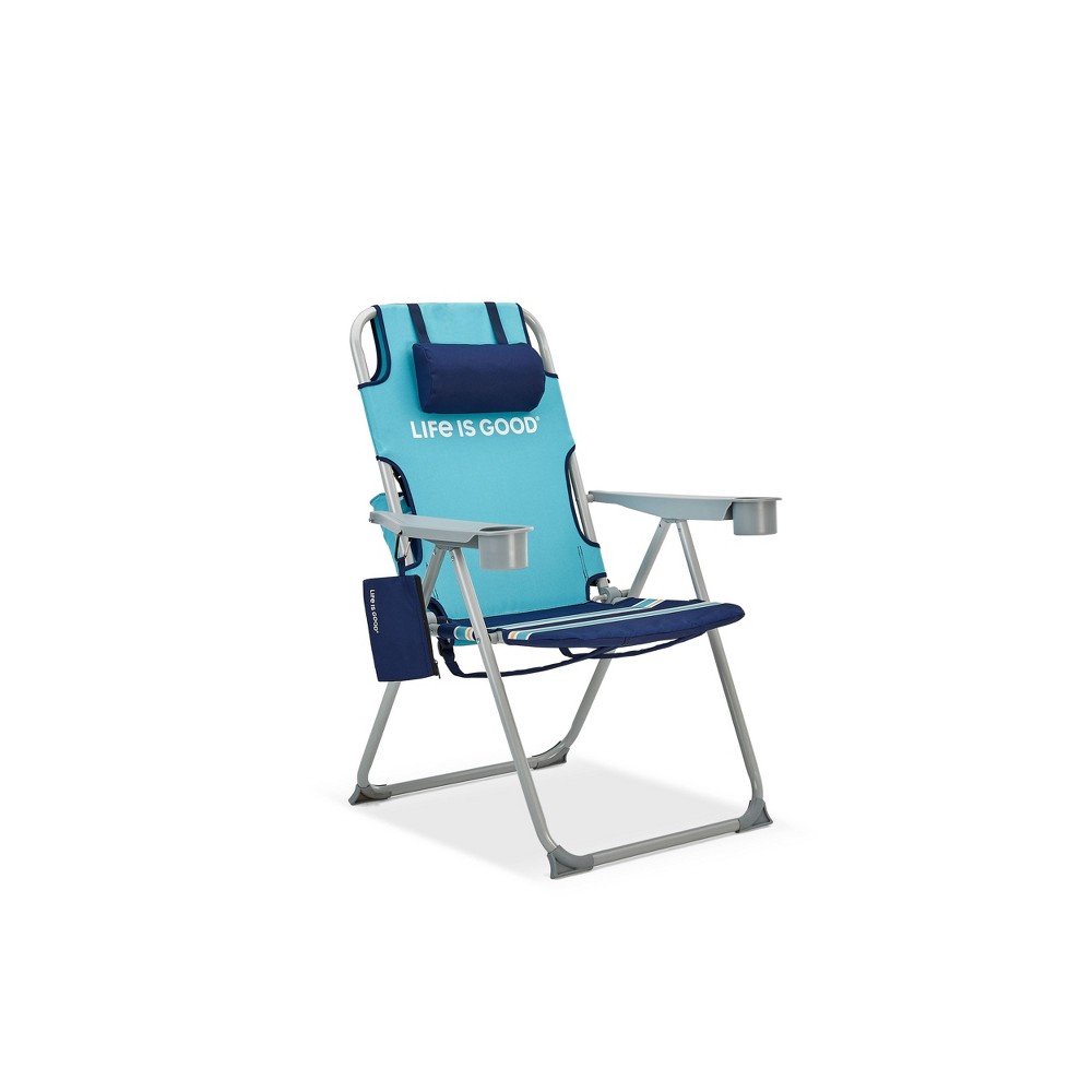 Outdoor Backpack Lawn Chair with Silver Frame & Blue Turtle - Life is Good