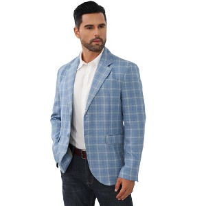 Mens Plaid Blazer Sports Coat Casual Slim Fit Checkered Blazer for Men Wedding - 1 of 4