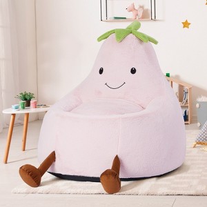 Spassway Cartoon Eggplant Bean Bag Chair with Faux Rabbit Fur Cover for Kids Memory Foam Bean Bag Sofa Reading Seats for Playroom Living Room Bedroom - 1 of 4