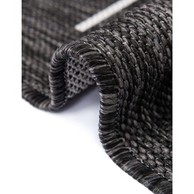 Charcoal Gray Synthetic Square Outdoor Area Rug