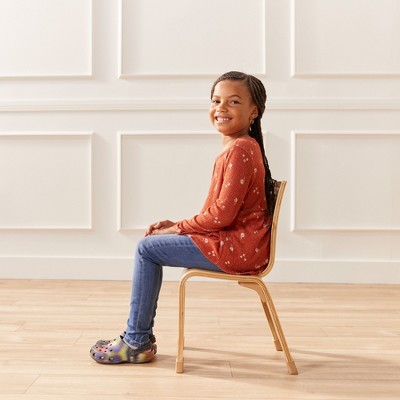 Natural Birch Plywood Stackable Kids Chair, 12in Seat Height, 2-Pack