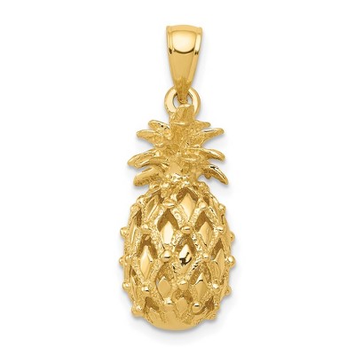 Black Bow Jewelry 14k Yellow Gold 3D Cutout Pineapple Pendant
