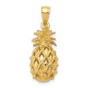 Black Bow Jewelry 14k Yellow Gold 3D Cutout Pineapple Pendant - 1 of 4