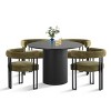 41.5" Dining Set for 4,Pedestal Round Dining Table with 4 Upholstered Chenille Dining Chair with Arm for Dining Room,Farmhouse-Tanpinhause - 2 of 4