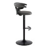 LumiSource Set of 2 Gardenia Adjustable Barstools Black Wood/Black Metal/Gray PU - 3 of 4