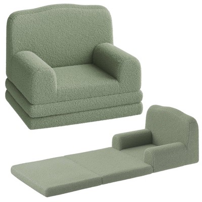 GustoWave Kids Couch, 2-in-1 Toddler Couch Fold Out, Convertible Sofa to Lounger with Wave Design, Foam Kids Chair