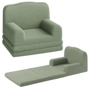 GustoWave Kids Couch, 2-in-1 Toddler Couch Fold Out, Convertible Sofa to Lounger with Wave Design, Foam Kids Chair - 1 of 4