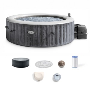Intex PureSpa Greywood Deluxe Spa Set, 170 Bubble Jet Hot Tub with Cover - 1 of 4