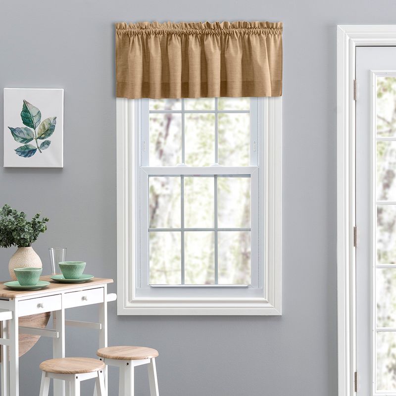 Ellis Lisa Solid Color Poly Cotton 1.5" Rod Pocket Duck Fabric Stylish Tailored Valance 58"x15" Tan, 1 of 5