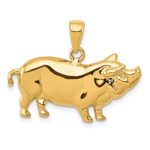 Black Bow Jewelry 14k Yellow Gold 2D Polished Pot Belly Pig Pendant - 1 of 4