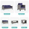 Sonkuki 7-Piece Patio Conversation Set Outdoor Wicker Rattan Furniture Set with Coffee and Side Table, Ottoman and Cushion - 2 of 4