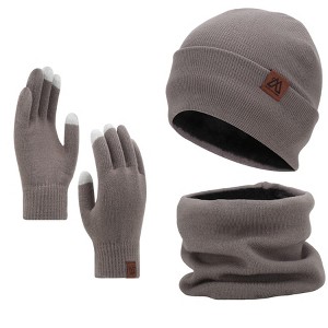 mysuntown Unisex Winter Hat and Scarf Set for Women,Touch Screen Gloves Set and Neck Warmer,Winter Hats for Men,Grey - 1 of 4