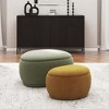 Jennifer Taylor Home Bauble 35" & 26" Rounded Pebble Storage Ottomans, Set of 2, Sage Green & Earthy Yellow Microfiber Velvet - 4 of 4