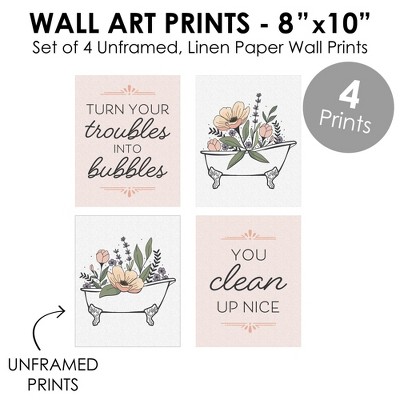 Turn Your Troubles Into Bubbles Linen Paper Bathroom Wall Art Set