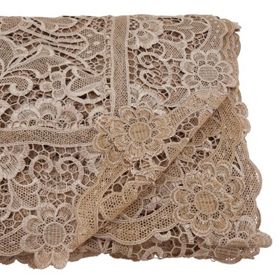 Ecru Rectangular Vintage Lace Fabric Tablecloth