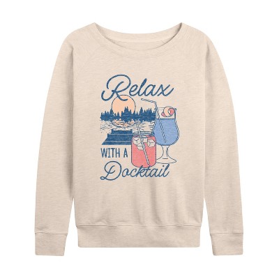 Women's - Instant Message - Docktails Lightweight French Terry Wide Neck Long Sleeve Graphic Shirt