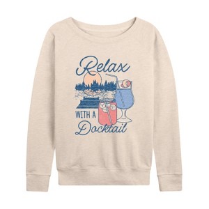 Women's - Instant Message - Docktails Lightweight French Terry Wide Neck Long Sleeve Graphic Shirt - 1 of 4