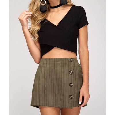 Women's Faux Suede Twill Skort - SHE + SKY