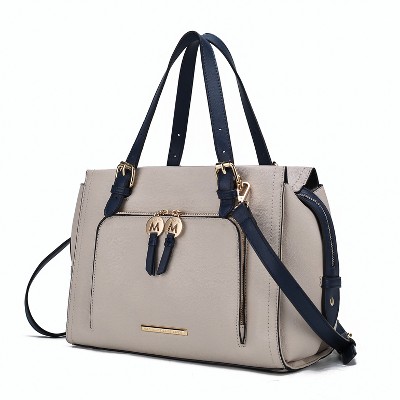 MKF Collection Elise Vegan Leather Color-block Women’s Satchel Bag by Mia K