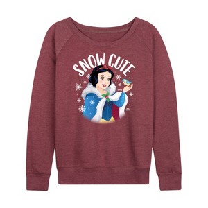 Women's - Disney - Snow Cute Lightweight French Terry Wide Neck Long Sleeve Shirt - 1 of 4