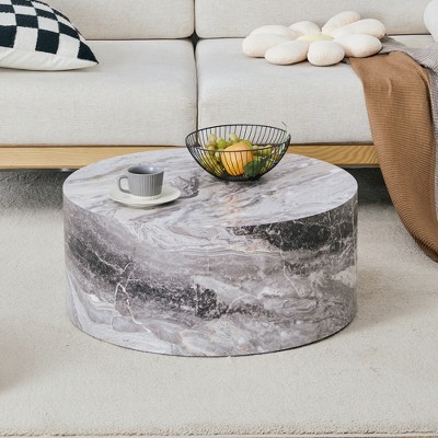 FONTOI Cylindrical Coffee Tables with Anti-slip Feet for Small Spaces Living Room Bedroom Balcony Office Side Table, Gray, 27.5"*12"*27.5"