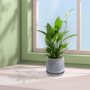 Chic Crate Set of 2 Modern 7″ Ceramic Planters with Drainage Hole – Stylish Pots for Patio, Garden & Windowsill - 1 of 4