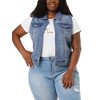 Agnes Orinda Women's Plus Size Trucker Zipper Front Sleeveless Sport Crop Denim Vests - 3 of 4
