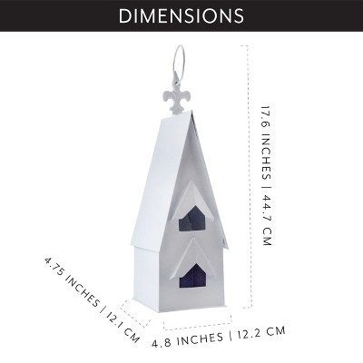 White Enamel Coated Cathedral Style Indoor/Outdoor Birdhouse