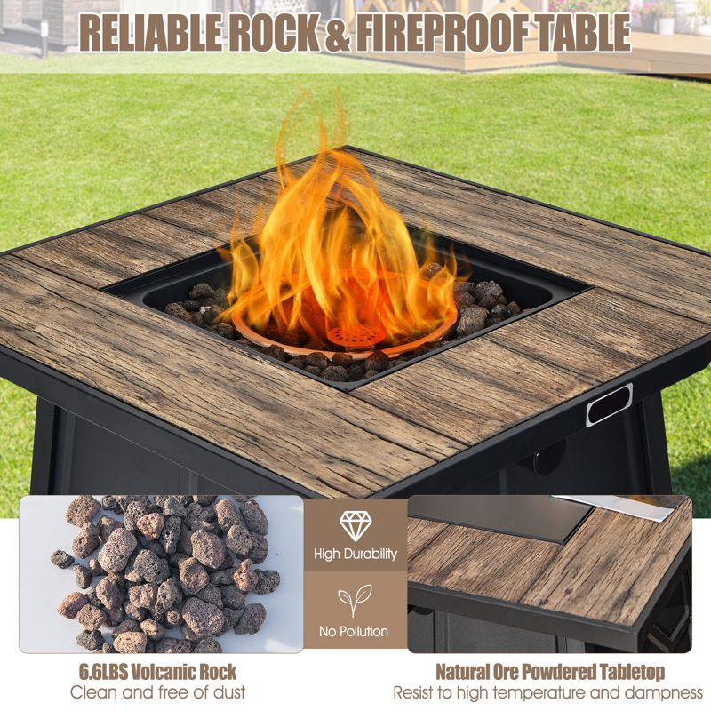 Tangkula Outdoor Propane Fire Pit Table 28’’ Square Gas Fire Table with Removable Lid Lava Stone, 5 of 11