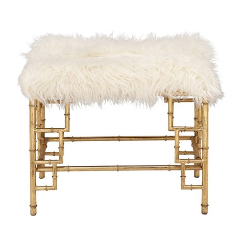 White faux discount fur bar stools