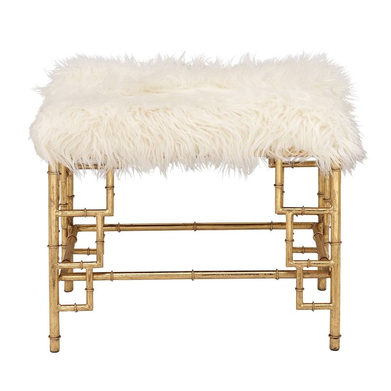 Modern Faux Fur Stool Gold - Olivia &#38; May, 1 of 6