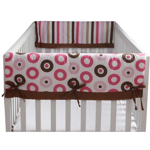 Bacati Mod Dots Stripes Crib Rail Guard Covers Set of 2 Pink Chocolate