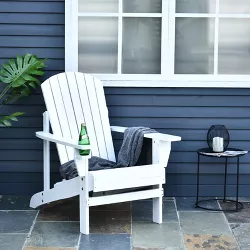 Outsunny Outdoor Classic Wooden Adirondack Deck Chair with Cup Holder