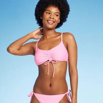 Women's Shirred Ribbed Bralette Bikini Top - Shade & Shore™ Pink Xs : Target