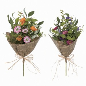 Transpac Bright Flowers Bouquet Set of 2 Spring Home Decorations - 1 of 1