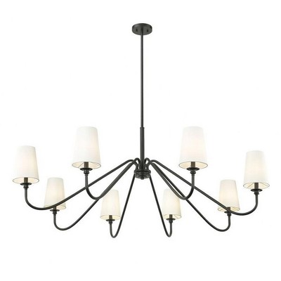 Gianna Matte Black 8-Light Chandelier with White Shades