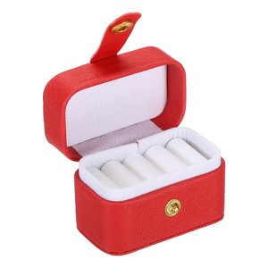 Unique Bargains 4 Slots PU Leather Velvet Cloth Travel Jewelry Holder - 1 of 4