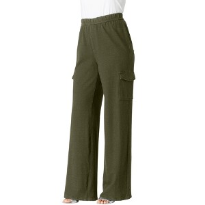 Roaman's Wide Leg Cargo Knit Jean - 1 of 2