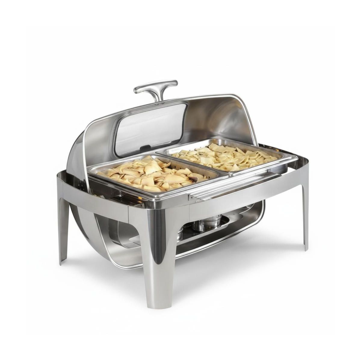 Garvee 9QT Stainless Steel Chafing Dish – Roll Top Buffet Warmer with Viewing Lid, Full-Size Removable Pan – Ideal for Events, Weddings, Catering