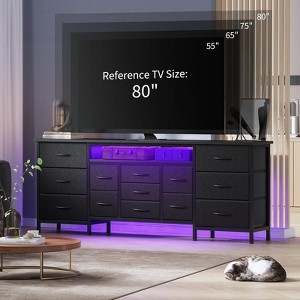 70 Inch TV Stand Dresser with LED Lights & USB Charging, 13-Drawer Storage Cabinet for Bedroom, Living Room - 1 of 4