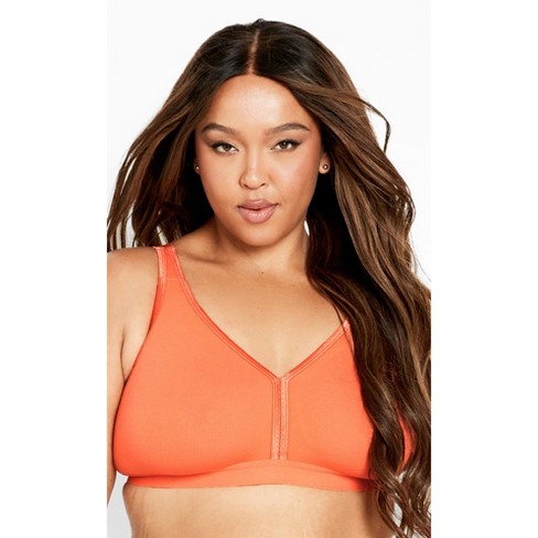 AVENUE | Women's Plus Size Fashion Cotton Bra - coral - 42DDD