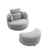 Fabric Round Swivel Chair with Moon Ottoman and 4 Pillows - 3 of 4