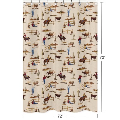Wild West Cowboy Multicolor Microfiber Shower Curtain 72x72