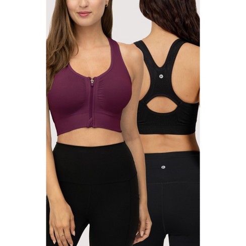 90 Degree By Reflex - Women's 2 Pack Front Zip Seamless Sports Bra