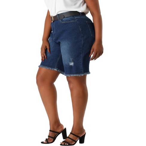 Ripped bermuda shorts plus size sale